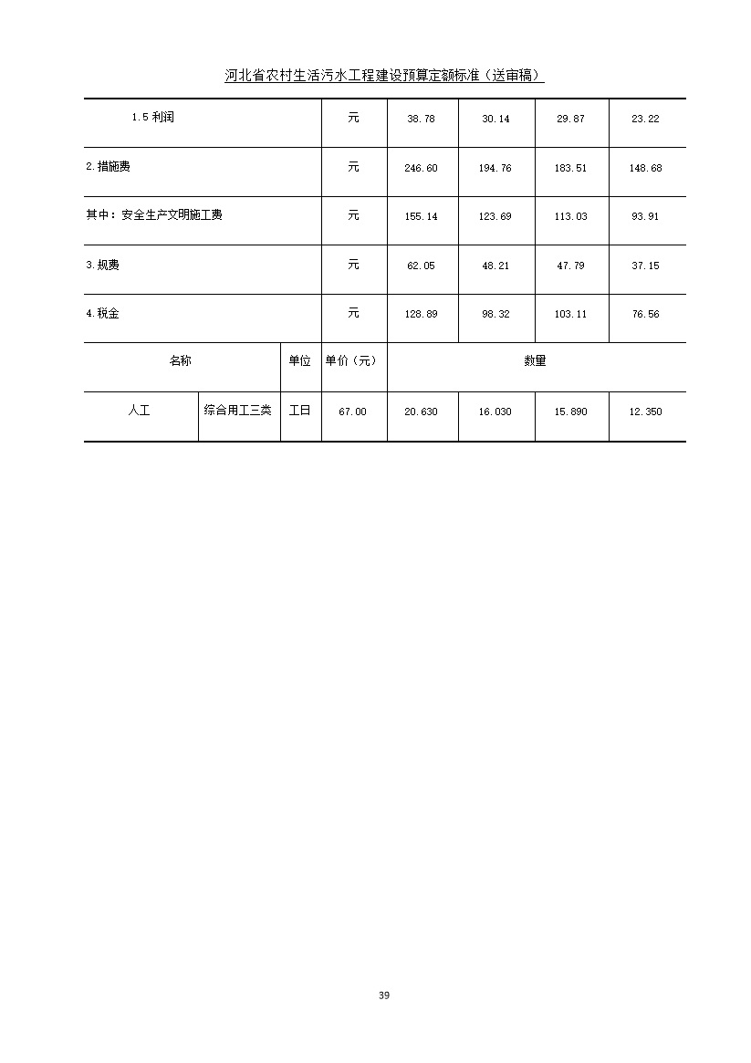 《河北省农村生活污水工程建设预算定额标准》征求意见