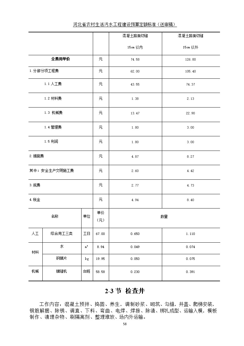 《河北省农村生活污水工程建设预算定额标准》征求意见