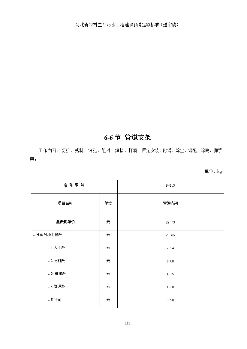 《河北省农村生活污水工程建设预算定额标准》征求意见