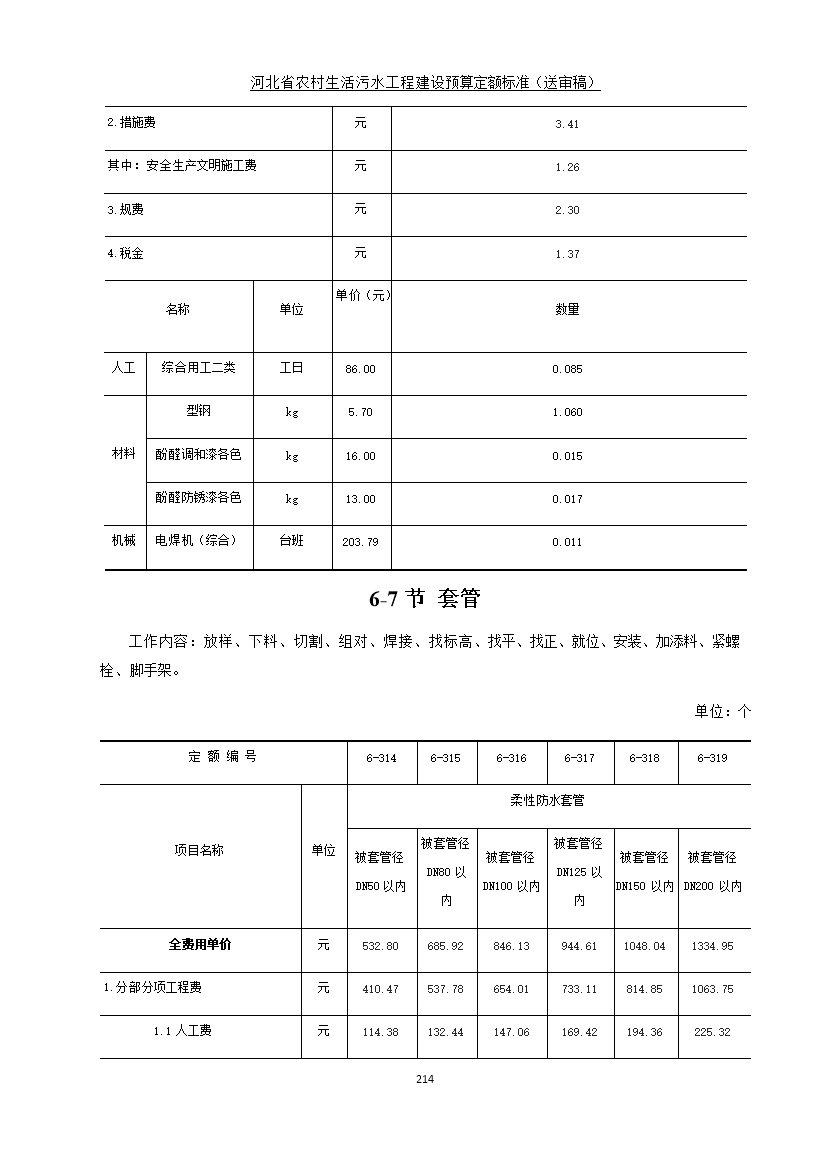 《河北省农村生活污水工程建设预算定额标准》征求意见