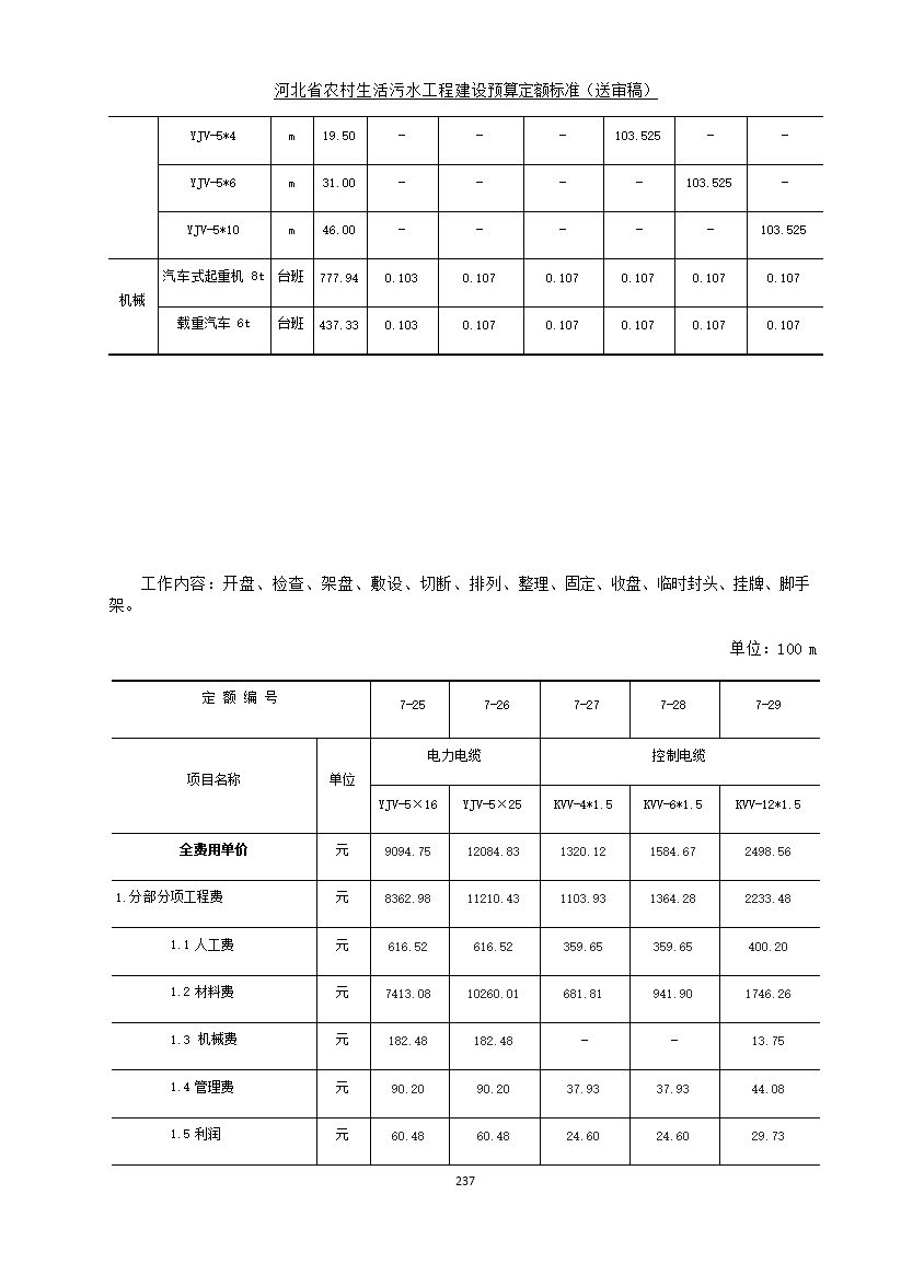 《河北省农村生活污水工程建设预算定额标准》征求意见