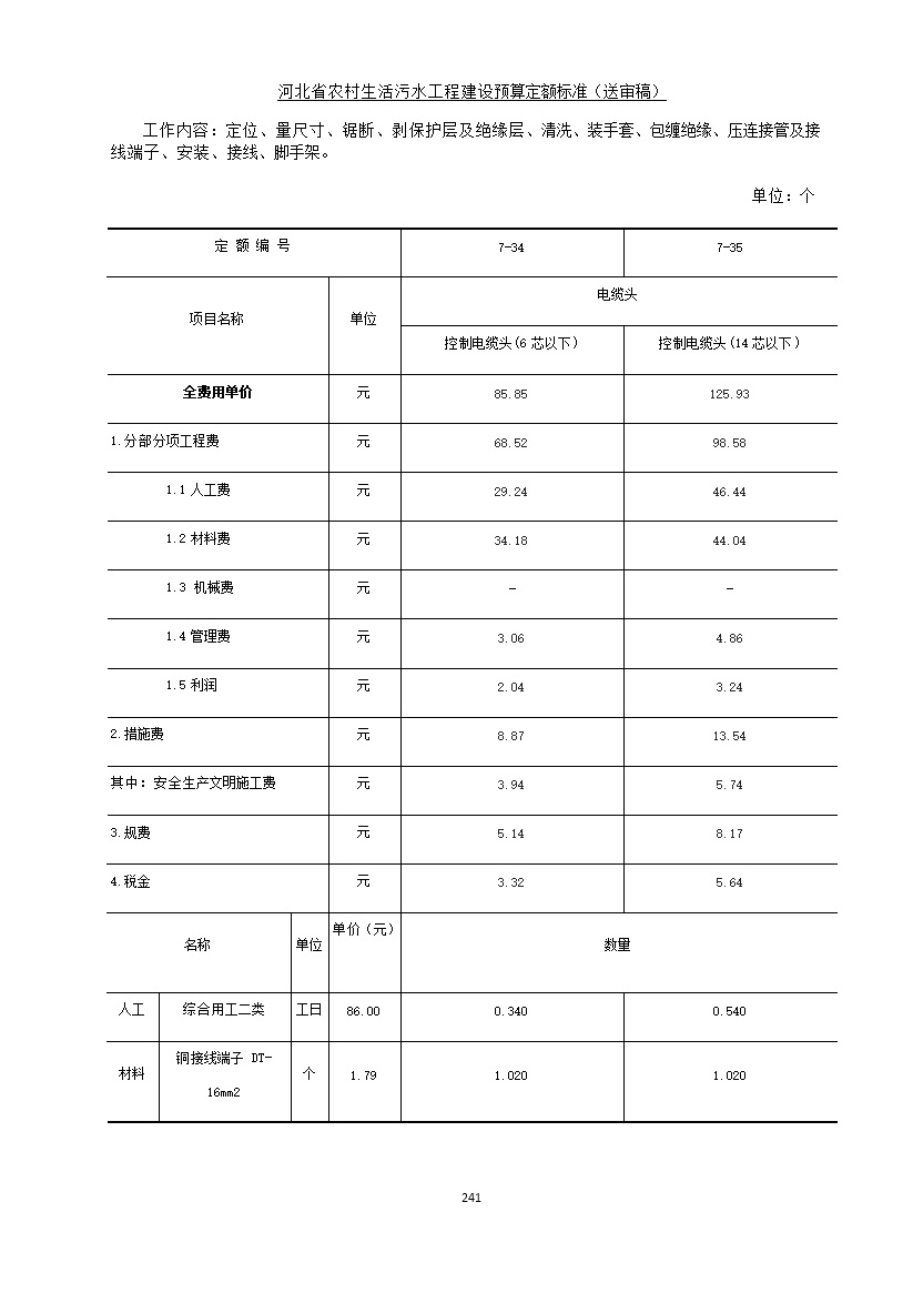 《河北省农村生活污水工程建设预算定额标准》征求意见