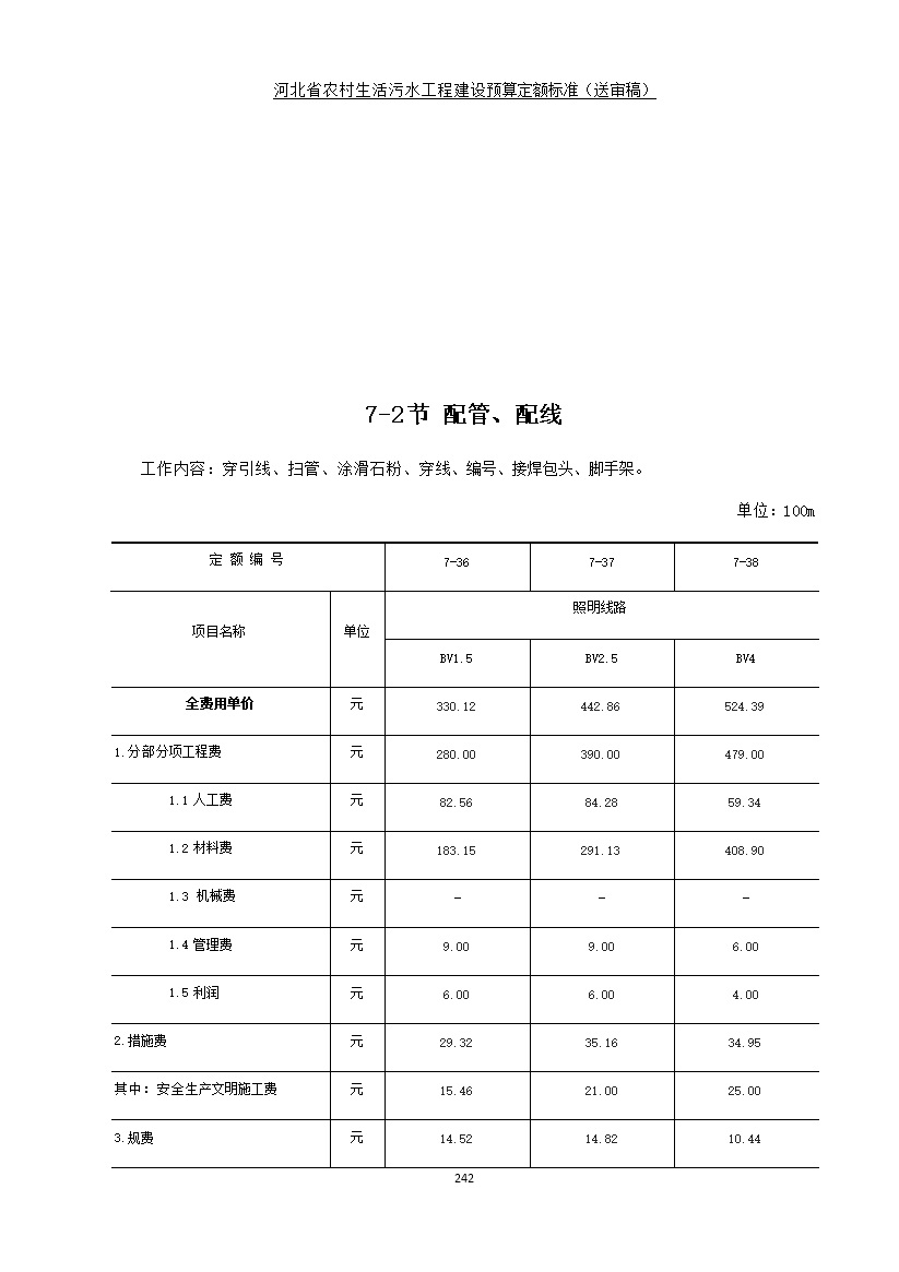 《河北省农村生活污水工程建设预算定额标准》征求意见