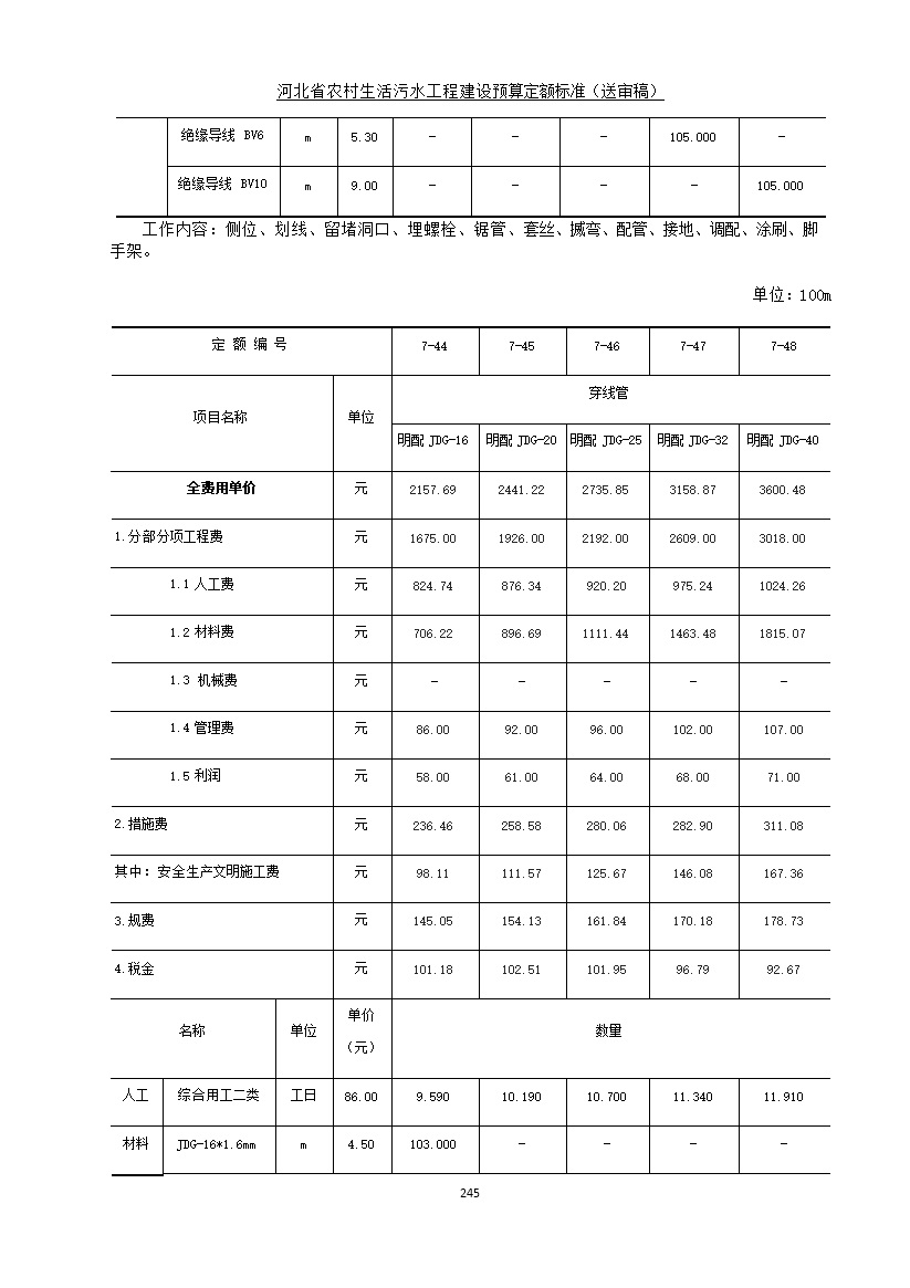 《河北省农村生活污水工程建设预算定额标准》征求意见