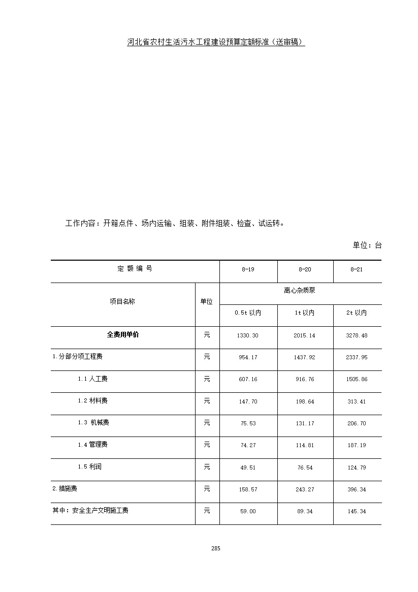 《河北省农村生活污水工程建设预算定额标准》征求意见