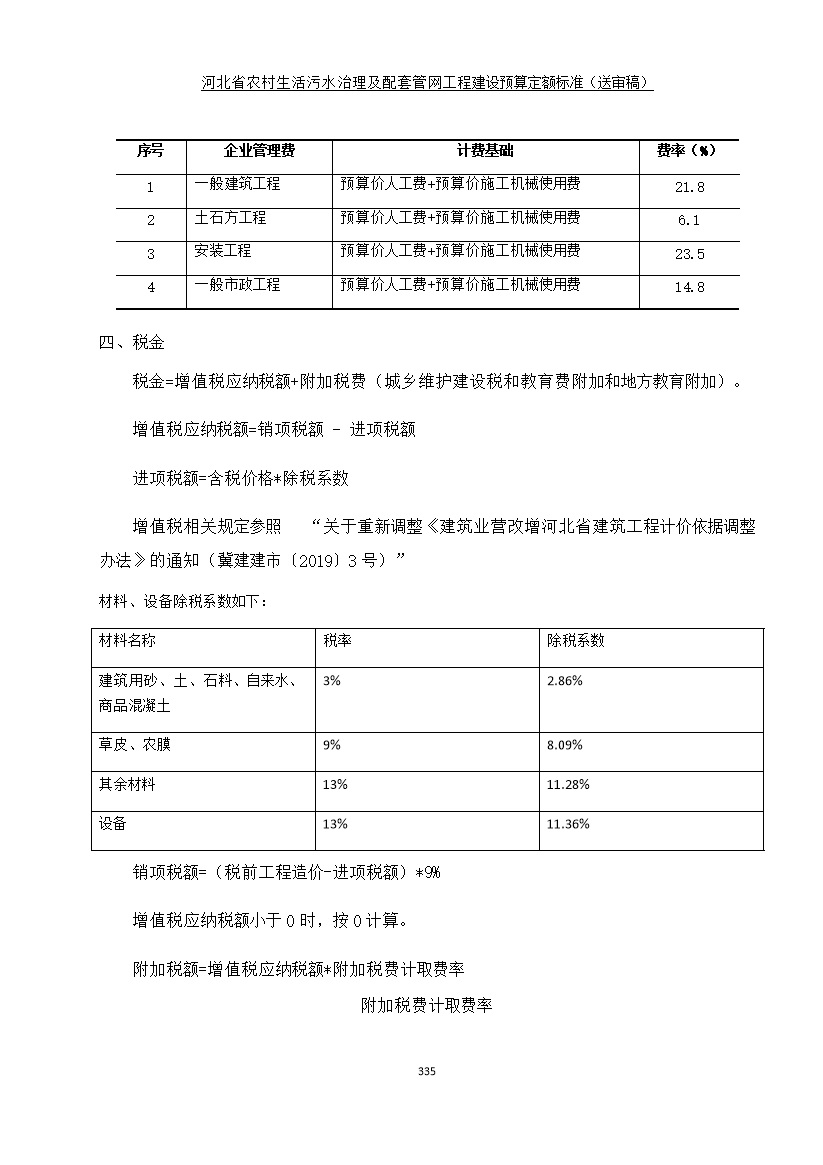 《河北省农村生活污水工程建设预算定额标准》征求意见