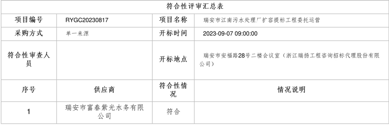 单一来源！紫光环保子公司中标瑞安市江南污水处理厂扩容提标工程委托运营