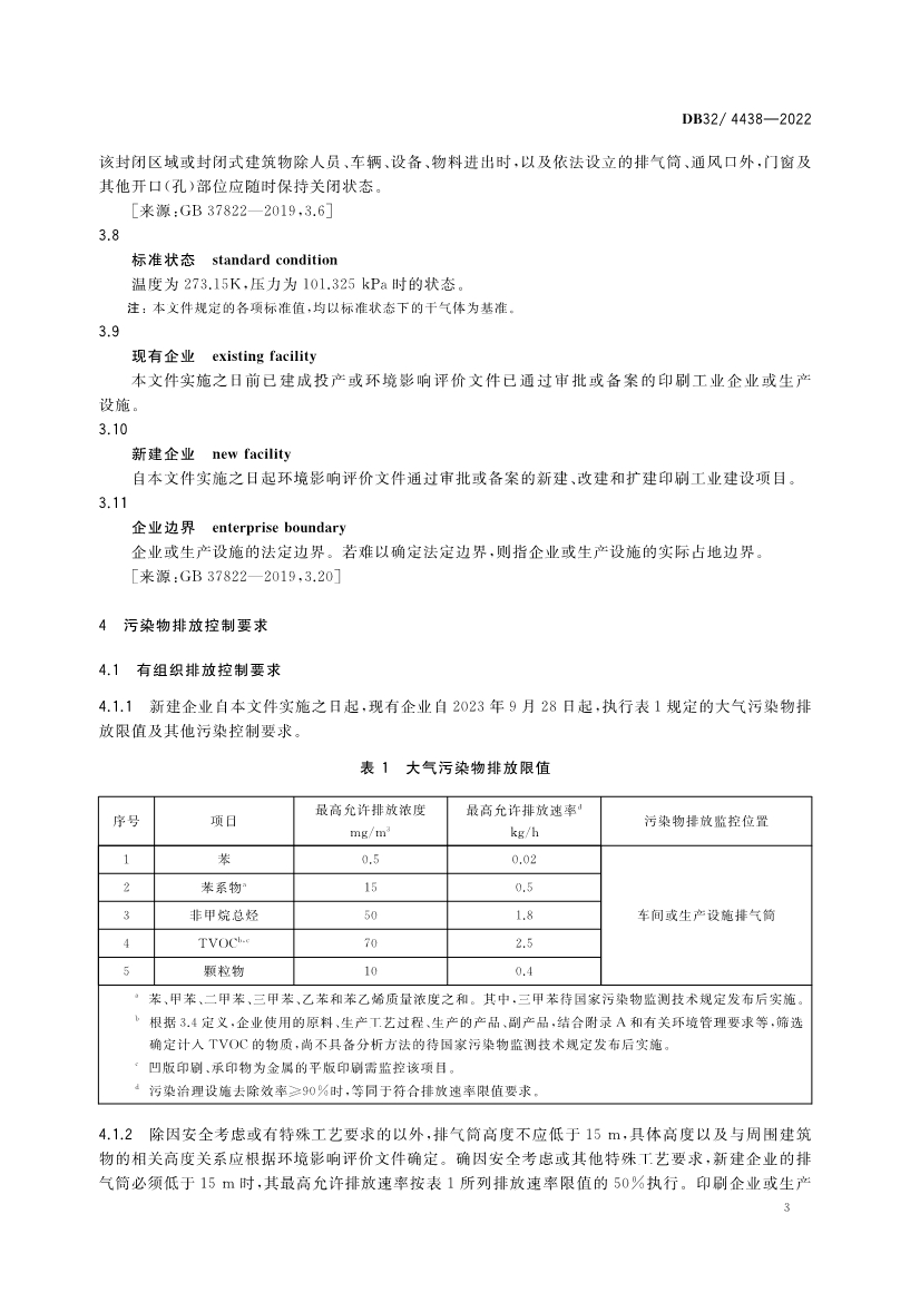 江苏印刷工业大气污染物排放标准（DB32／4438-2022）